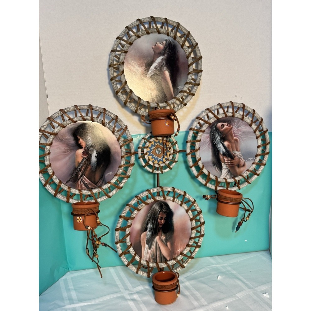 4 Native American plates, & Hanging Plate Holder Lee‎ Bogle Bradford Exchange